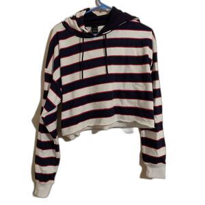 Zine Red White and Blue Hoodie Crop Top